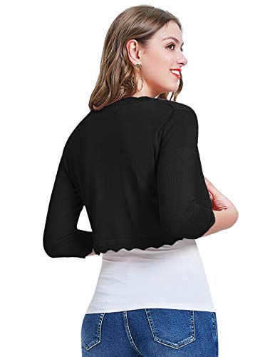 Kancy Kole Women's Vintage Half Sweaters Cardigan For Women Short Sleeve(Black,L) #TOP5