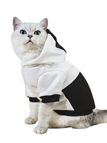 Qwinee Colorblock Dog Hoodie Sweatshirt Cat Hoodie Dog Clothes For Puppy Kitten Small Medium Dogs White Black Xxs #TOP16