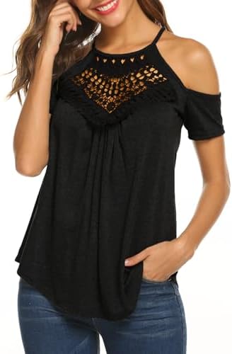Bluetime Summer Tops for Women Short Sleeve T Shirts Cold Shoulder Casual Tops Tees Bluetime Summer Tops for Women Short Sleeve T Shirts Cold Shoulder Casual Tops Tees