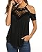 Summer Blouses for Women Fashion Lace Off Shoulder Tops Casual Cute T Shirts Black L