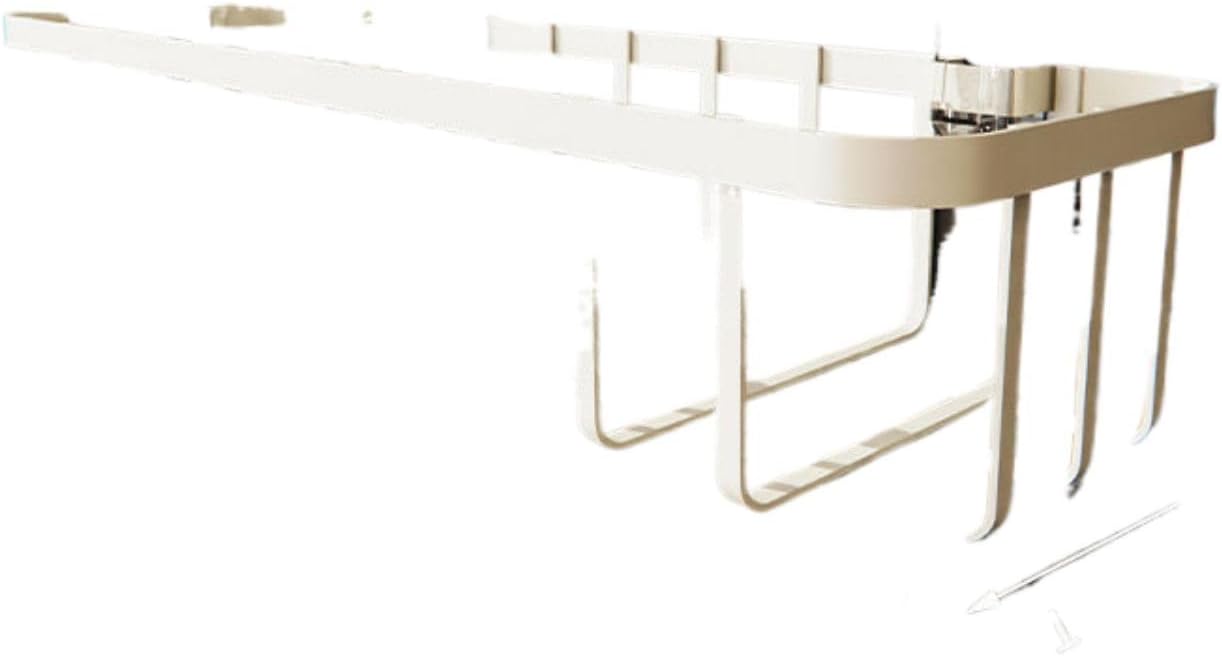 铁艺吸盘置物架 Under Sink Storage for Kitchen Bathroom Cabinet,壁挂卫生间收纳筐浴室洗漱台洗手间洗漱用品收纳架 Multifunctional Storage Shelves for Kitchen Living Room Office,-【透明哑白银】直排款