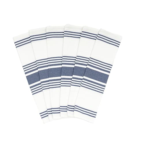 Blue White Kitchen Towels - 6 Pack, 100% Cotton, 30