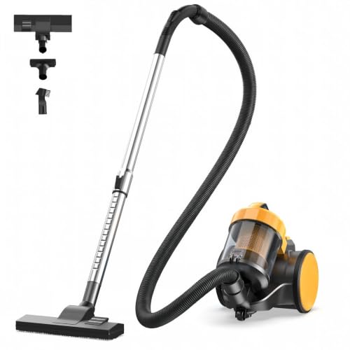 Image of NEWBULIG Canister Vacuum Cleaners for Home, Bagless Vacuum Cleaner, Yellow
