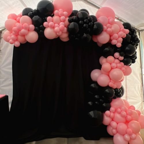 Image of 36pcs Black and Pink Square Foil Balloons Wall Backdrop with 147pcs Balloon Garland Arch Kit, Double Sided Balloons for Bachelorette Baby Shower Birthday Anniversary Prom Party Decorations