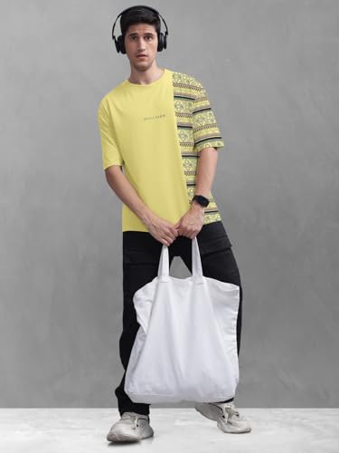 Image of BULLMER Trendy Front and Back Printed Oversized Round Neck T-Shirt for Men - Pack of 2
