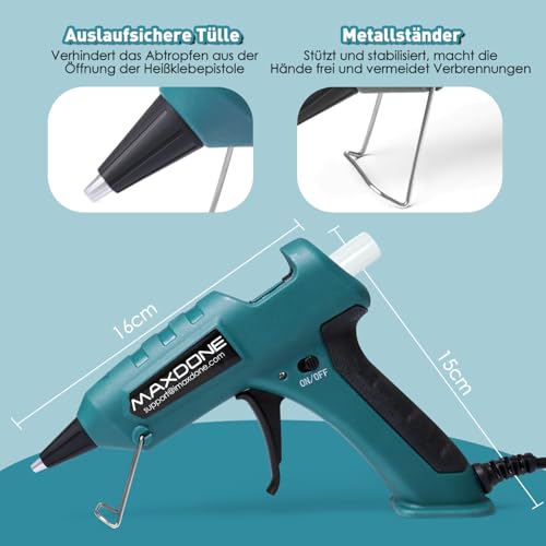 Feuerfest Heißklebepistole mit 50 Heißklebesticks 7mm Klebesticks, Klebepistole Heissklebepistole für DIY Kleine Handwerk schnelle Reparaturen in Haus & Büro - MAXDONE 60W Klebepistolen Grün