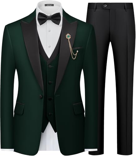 MAGE MALE Mens Suit Slim Fit 3 Piece Tuxedo Suits
