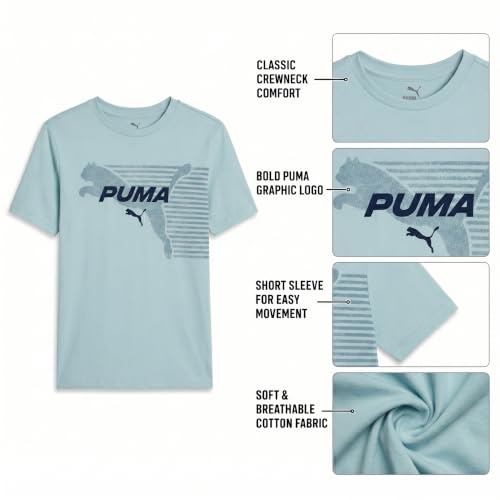 Image of PUMA Boys T-Shirts Athletic Crewneck Short Sleeve Tees (Sizes S-XL) | Soft Breathable Cotton Blend, Comfortable Casual Fit, Great for School, Play & Everyday Wear