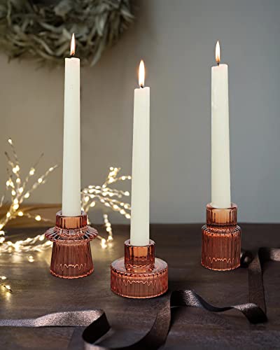 Vixdonos Glass Candlestick Holders Tealight Candle Holders For Table Centerpieces, Wedding Decor And Dinner Party (3 Pcs, Reddish Brown) #TOP5