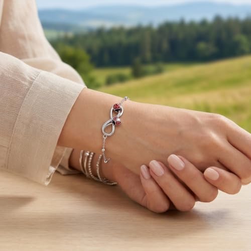 Image of POPLYKE Ladybug /Dragonfly /Bee /Paw Bracelet for Women Sterling SIlver Bracelet /Anklet Jewelry Gift for Women