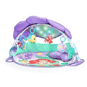 Bright Starts, Disney Baby, The Little Mermaid Twinkle Trove Light-Up Musical Baby Activity Gym, 25+ min van melodieën, 6 speelgoed, leeftijden pasgeboren +, paars