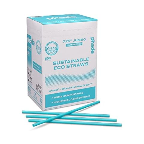 phade Eco-Friendly 7.75" Jumbo Drinking Straws, Un-wrapped 6000 Count - Sustainable Marine Biodegradable, Compostable, 10 Pack Cover