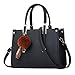 Produktbild Lazzboy Handtasche Schultertasche Frauen Hairball Ornaments Tote Solide Pailletten Geldbörse Messenger (Schwarz)