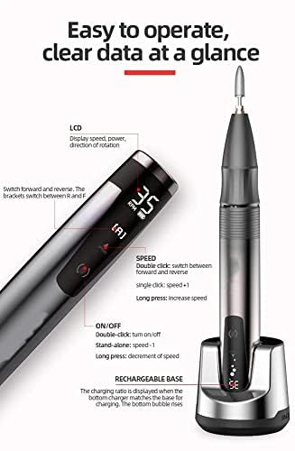 35000Rpm Home Use Portable Wireless Electric Rechargeable Mini Nail Polish Drill Cordless E File Nail Drill Nail Machine(Black)