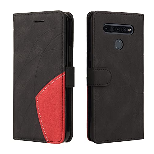 Fatcatparadise Kompatibel mit LG K41S / K51S Hülle, Leder PU Brieftasche Handyhülle Flip Hülle Silikon Bumper Schutzhülle Klapphülle. Lederhülle mit Kartenfächern & Standfunktion (Schwarz)