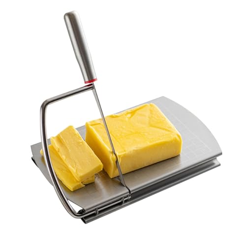 DONGKER Trancheuse a Fromage,Trancheuse a Beurre en Acier Inoxydable avec Lame,Balance et Tapis Antidérapants pour Bloc de Fromage,Légumes,Beurre,Saucisses,Pain