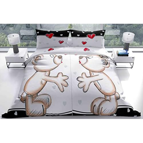 Leonado Vicenti Bettwäsche Microfaser Partner 135x200 4teilig Herz Mr&Mrs Schlafzimmer Pärchen mit Reißverschluss, Anzahl der Teile:4-teilig 135x200 cm, Farbe, Design:Schwarz Bärchen Partner 2 Leonado Vicenti Bettwäsche Microfaser Partner 135x200 4teilig Herz Mr&Mrs Schlafzimmer Pärchen mit Reißverschluss, Anzahl der Teile:4-teilig 135x200 cm, Farbe, Design:Schwarz Bärchen Partner