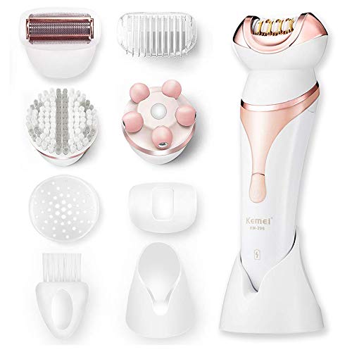 Woman Shaver, Epilator for Women, 4 in 1 Cordless Wet & Dry Electric Hair Removal, Epilator, Face Exfoliation Brush and Body Massager for Face Leg Armpit Arm Bikini Line Body Waterproof