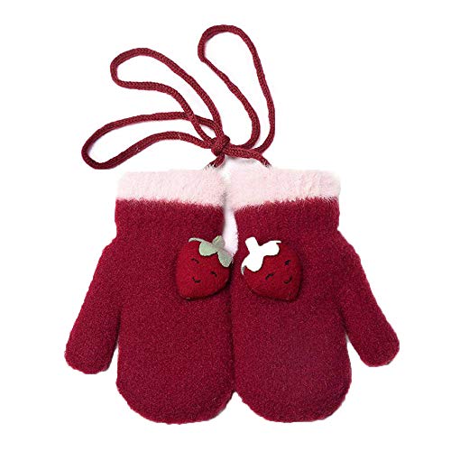DCUTERQ Toddlers Kids Warm Winter Full Finger Knitted Gloves Baby Thick Fleece Lined Mittens