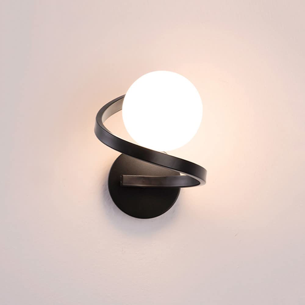 SXWNBIFH wall lamp Wall lamps for living room Globe Bedside Spiral Wall Sconce Lighting Fitting Nordic White Glass Ball G9 for Living Room Bedroom Hallway