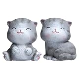 JEWEDECO 2 Stück Katzen Kühlschrankmagnete aus Robustem Kunststoff Cartoon Design Grau Vielseitig für Küche und Büro Kreative Dekoration