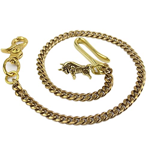 Retro Rustic Solid Brass Keychain Wallet Cuban Chain Hook For Men Women Bull Shape Pendant #TOP5