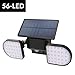 Produktbild Neetto 56 LED Solarlampen für Außen Wireless IP65 Wasserdichte Solarbewegungssensor Nachtlichter, Doppelköpfig Verstellbar, Sicherheit für Garagen, Garten - L601