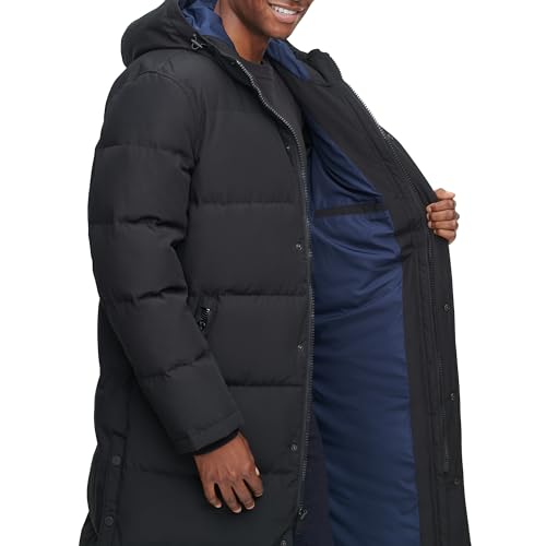 Image of DKNY Arctic Cloth Hooded Extra Long Parka Jacket