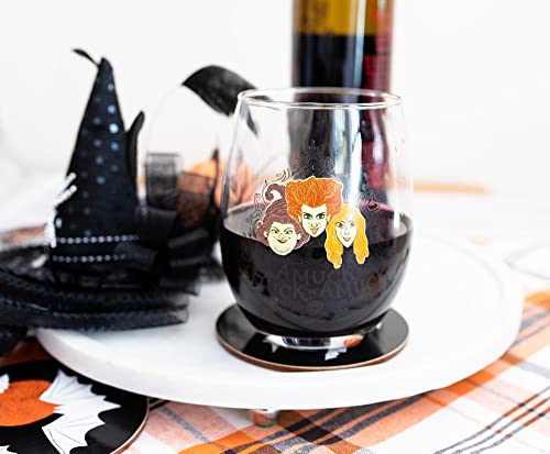 Disney Hocus Pocus Amuck 20-Ounce Stemless Wine Glass Set | Cocktail Glasses For Home Kitchen Barware Set | Halloween Home Decor, Sanderson Sisters Gifts And Collectibles #TOP3