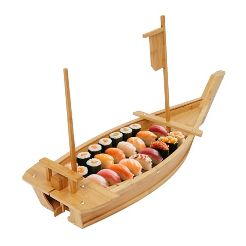 Plato grande para sushi en forma de bote de bambú 70cm miniatura 7