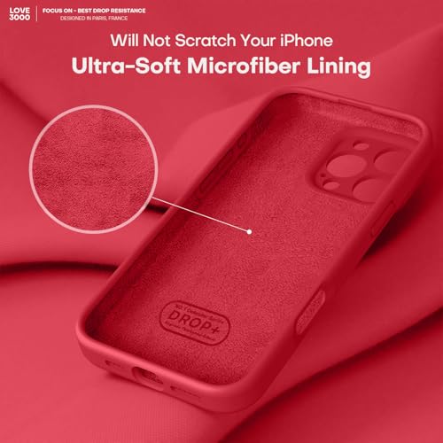 Image of LOVE 3000 Designed for iPhone 16 Pro Max Case, Premium Silicone with [Soft Anti-Scratch Microfiber Lining] Shockproof Protective Phone Case for Men Women Girls 6.9 inch, Red