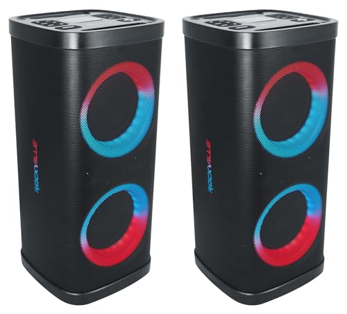 Rockville BASS Party 65 V2 Bluetooth Speaker, 1200W, Deep Bass, LED Lights, 6.5' Dual Woofers, 12hr Battery, Multi Input, for Parties, Karaoke, 2-Piece