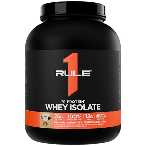 Image of Rule 1 R1 Protein Whey Isolate - with 25g Protein & 6g BCAA Exclusively from Isolated & Hydrolyzed Sources for Workout Recovery (5 Pounds*, Cafe Mocha)