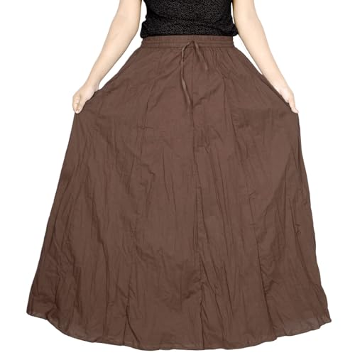 Image of Sttoffa Women Solid Color Maxi Plain Cotton Full Length White Skirt 40 inch Long Cotton Long Skirt