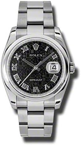 Rolex Oyster Perpetual Datejust 36mm Stainless Steel Case, Domed Bezel, Black Jubilee Dial, Roman Numeral and Oyster Bracelet.