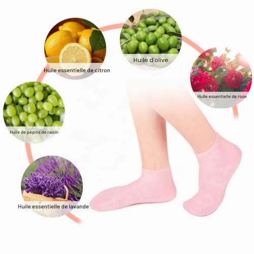 3 Paires Chaussettes Hydratantes, Chaussettes de Prévention pour le Soin des Pieds Fissurés, Hommes Femmes Chaussettes en Gel pour Pied Anti-fissuration Peau Craquelée Dure et Sèche (Multicolore) – vue 4