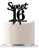 Sweet 16 Birthday Party Elegant Cake Decoration Topper Black Bow