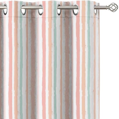 Vargottam Elegant Striped Pattern Curtains - Set of 2 Blackout Panels, 52 x 72 Inches - Noise Reducing & Energy-Efficient Room Darkening Window/Door Drapes for Modern Home Decor - Orange