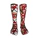 BoomDragon Fashion Cushion Crew Socks for Home Yoga Basketball, Women & Girls Arch Support Knee High Christmas Snowman Red Thermal Socks