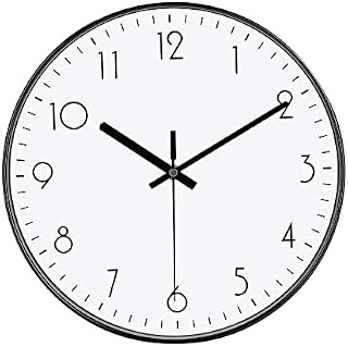 DIYZON Black Wall Clock, 12'' Modern Minimalist Silent Clock, No Ticking Quartz Movement Powered by Battery, Easy to Watch, Ldeal for Decorating Bedroom, Kitchen, School, Office
