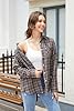 Stamain Women's Flannel Checked Shirt Casual Plaid Shirts Long Sleeve Ladies Cowboy Button Down Cotton Blouses Pink/Grey XL #1