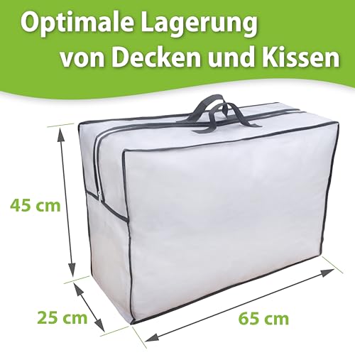 franknatur 2x Aufbewahrungstasche für Bettdecken - Tasche Aufbewahrung Bettwäsche