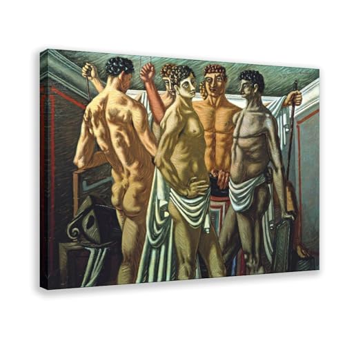 Décoration murale de bureau Gladiators at Rest De Chirico avec grand cadre à suspendre