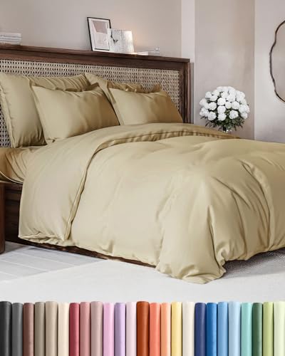Duvet Cover King Size - Extra Soft King Size Duvet Cover - Lightweight, Breathable & Cozy - Easy Care & Fade Free with Zipper Closures & Ties - 104" x 90" Inches - (Beige) Comforter Not Included