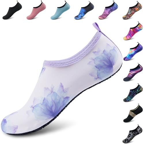 Deevike Sapatos aquáticos para mulheres e homens, meias aquáticas de secagem rápida, sem cadarço, pa