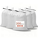 VEVOR Empty Sandbags, 200 Packs 16 x 26 in, Heavy Duty Sand Bags Sacks with Ties, 50lb Capacity Woven Polypropylene Sandbags, Tear-Resistant & UV-Resistant Sand Bags for Flood Protection Barrier