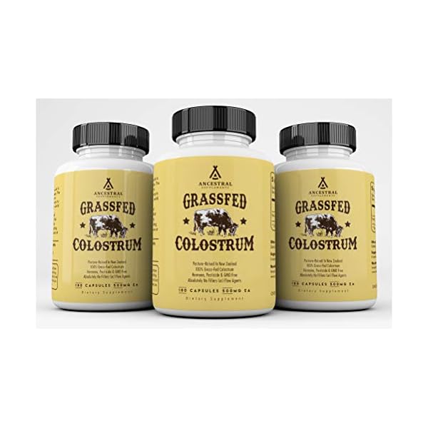 Ancestral-Supplements-Grass-Fed-Colostrum--Supports-Immune-Gut-Growth-and-Repair-180-Capsules Ancestral Supplements Grass Fed Beef Colostrum Supplement, 3000 mg, Offers Immune Support and Promotes Gut Health, Athletic Performance, Healthy Iron Levels, Growth and Repair, Non GMO, 180 Capsules