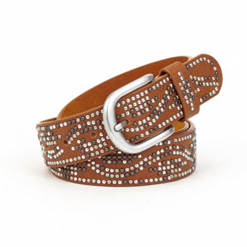 Round Rivet Shiny Leather Belt for Women,Gothic Punk Rock Style Studded Waist Strap Square Buckle for Jeans Pants2