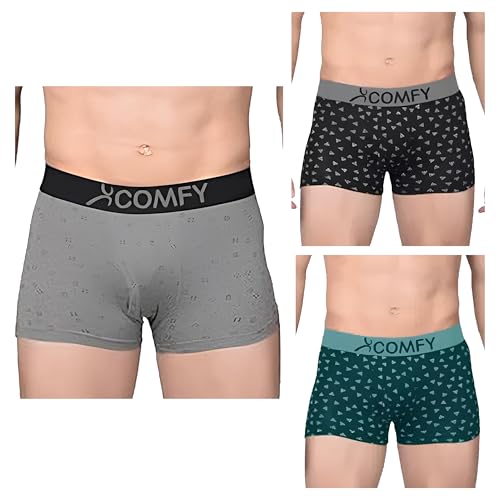Image of Amul Comfy Men's Cotton Spandex Trunk | Wide Comfort-Grip Elastic Waistband | Hemmed Bottom Finish | Front Open Fly | 95% Cotton 5% Spandex Innerwear | Pack of 3