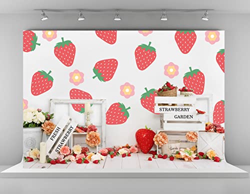 Kate 7x5ft Strawberry 1st Birthday Backdrops for Photography Summer Red Berry Fruit Background A Berry Sweet Girl is Turning